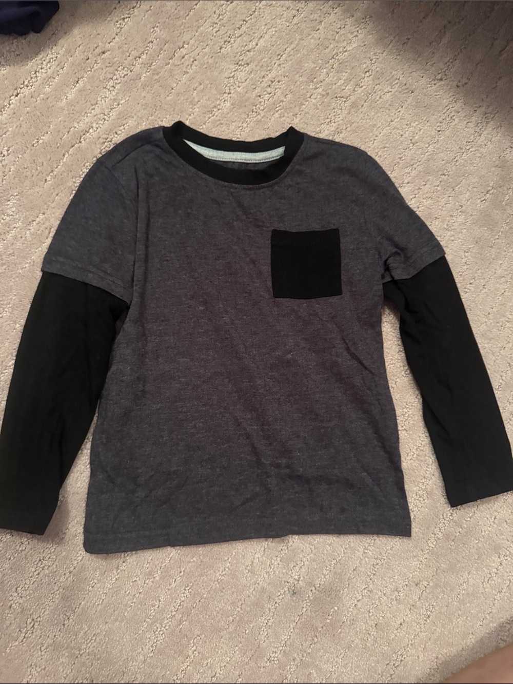 Andy & Evan Layered-Look Long Sleeve Shirt in Gray and Black